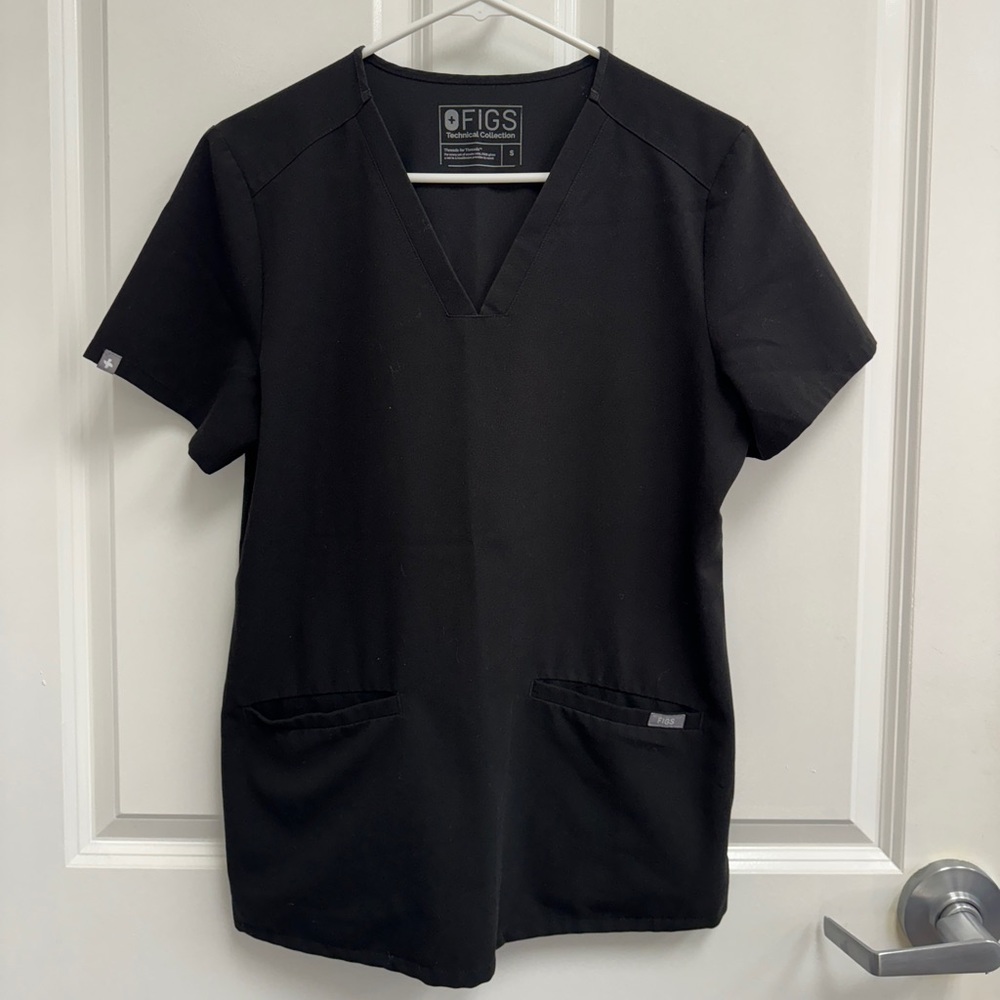 Womens Figs Scrub Top Black